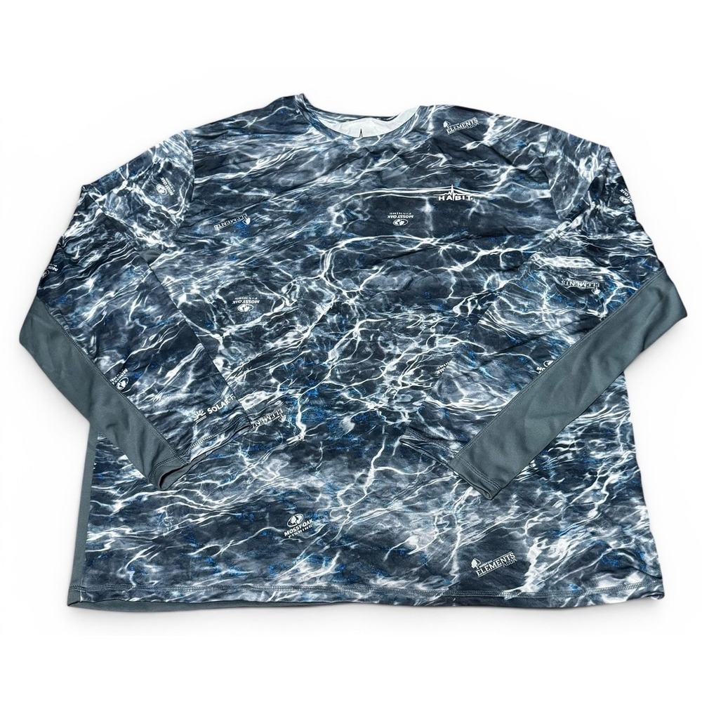 Habit Dave's Marina Performance Fishing Shirt 2XL Blue Black Camo NWT